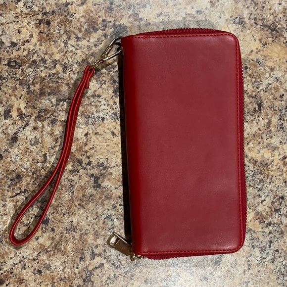 Red Accordion Wallet with Wrist Strap - Picture 1 of 3